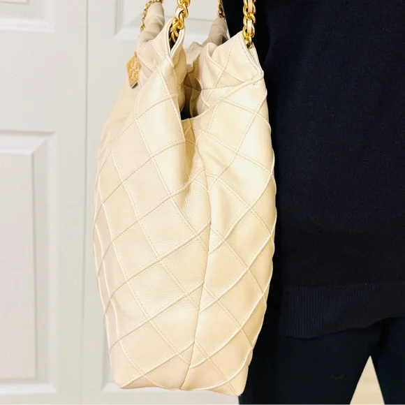 TORY BURCH FLEMING SOFT CREAM HOBO QUILTED SHOULDER HANDBAG - Picture 5 of 16